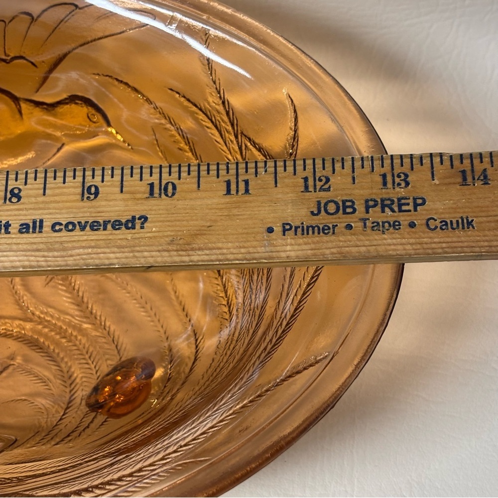 Vintage Pink Tiara Glass Oval Footed Centerpiece Fruit Bowl with Birds Paradise - Picture 7 of 8
